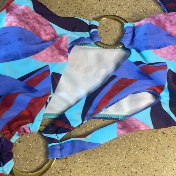 Tropical print sexy cheeky one piece monokini swimsuit sz L - Picture 6 of 10